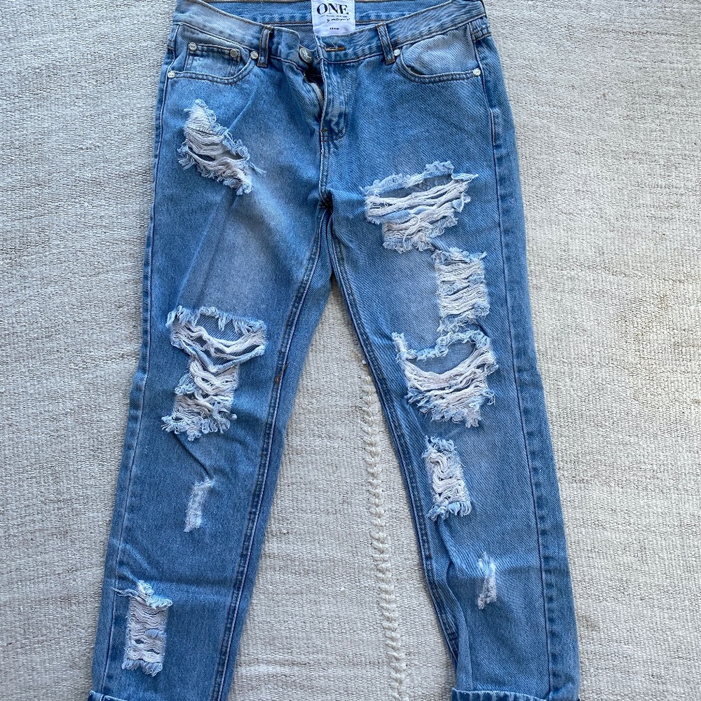 ONE by one teaspoon ripped boyfriend jeans